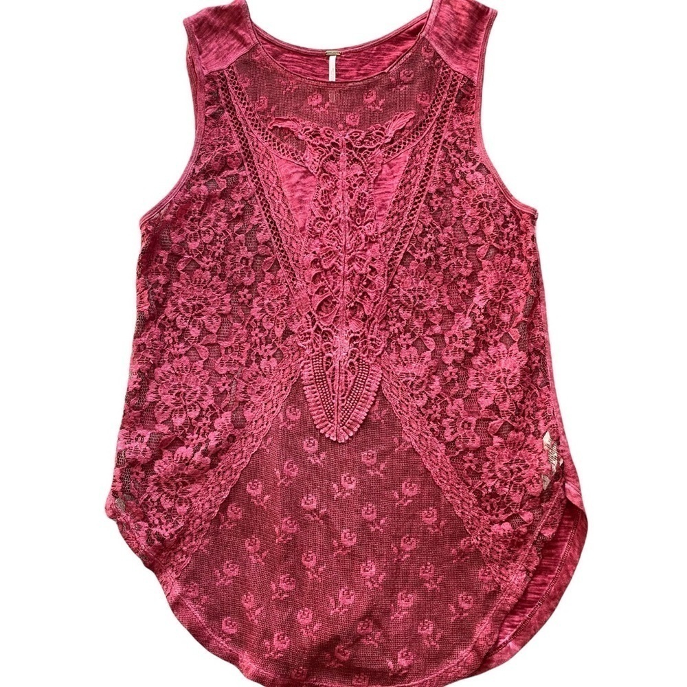 Free People burgundy lace tank top SZ M